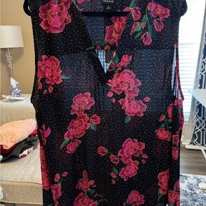 Torrid Black Top with Pink Floral Design